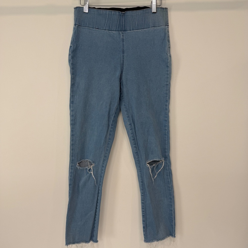 Show Me Your Mumu Soho Skinnies Light Wash Distressed Jegging Jeans L Stretch